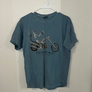 Comfort Colors Skeleton Motorcycle Tee in Blue
